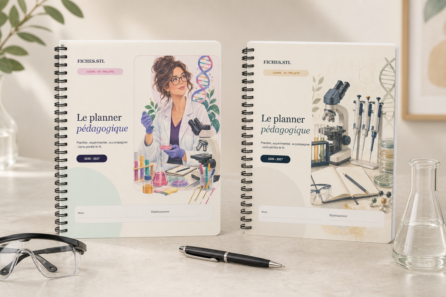 Les planners pédagogiques imprimés Signature et Neutre avec reliure Wire-O